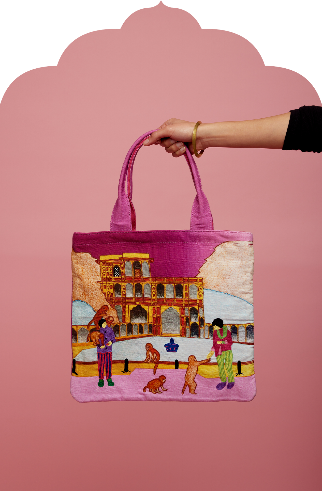 Galta Ji Jaipur Pink Canvas Tote Bag