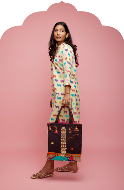 Women's Kurta with Multicolour Camel Print