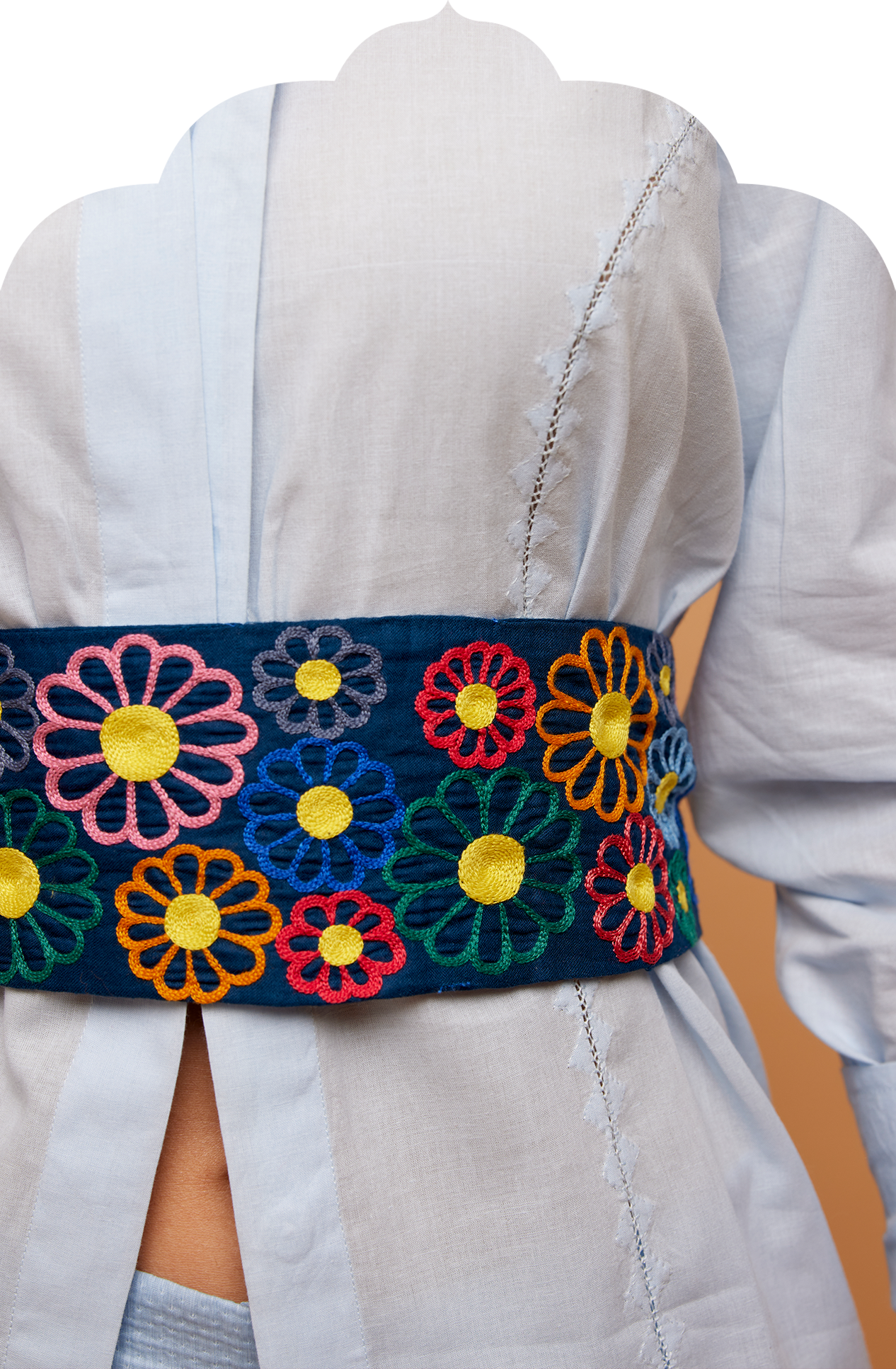 Embroidered Floral Blue Belt