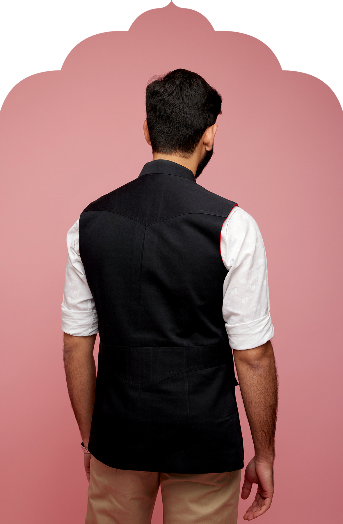 Men s Cotton Black Hunter Jacket Hot Pink Jaipur