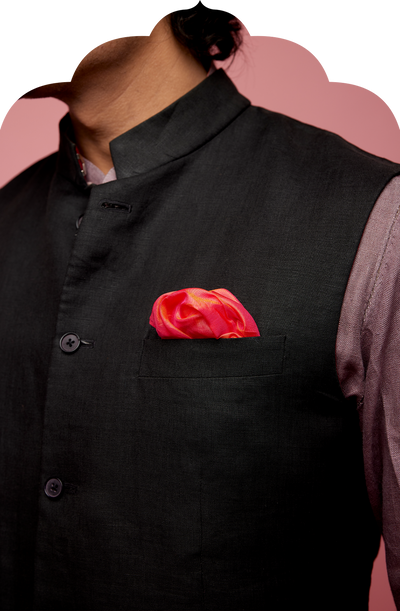Men's Black Linen Nehru Jacket