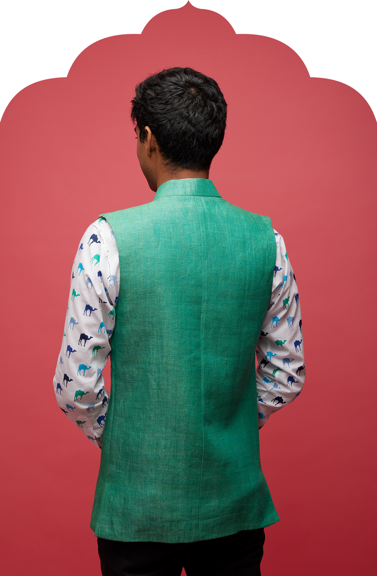 Men's Green Linen Nehru Jacket