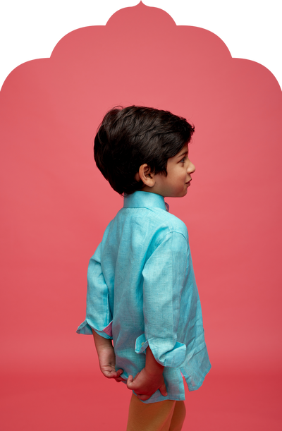 Kid's Blue Linen Shirt