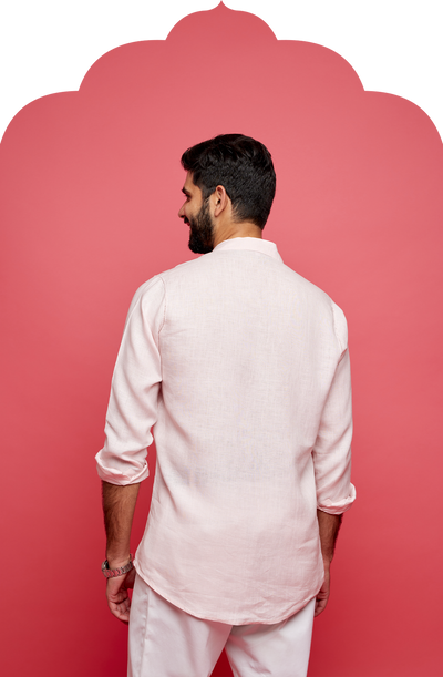 Men's Pink Linen Shirt