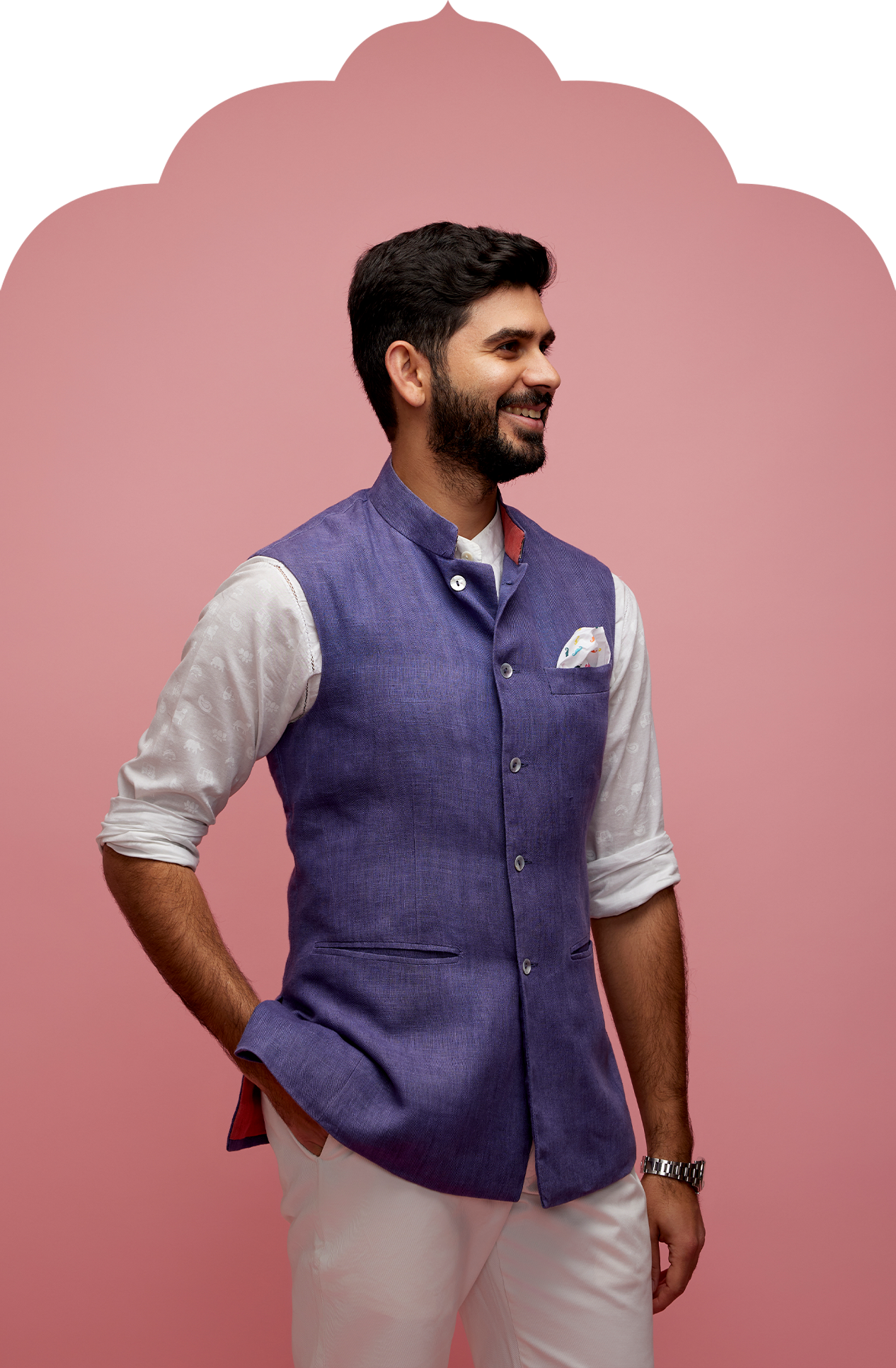 Men's Purple Linen Nehru Jacket