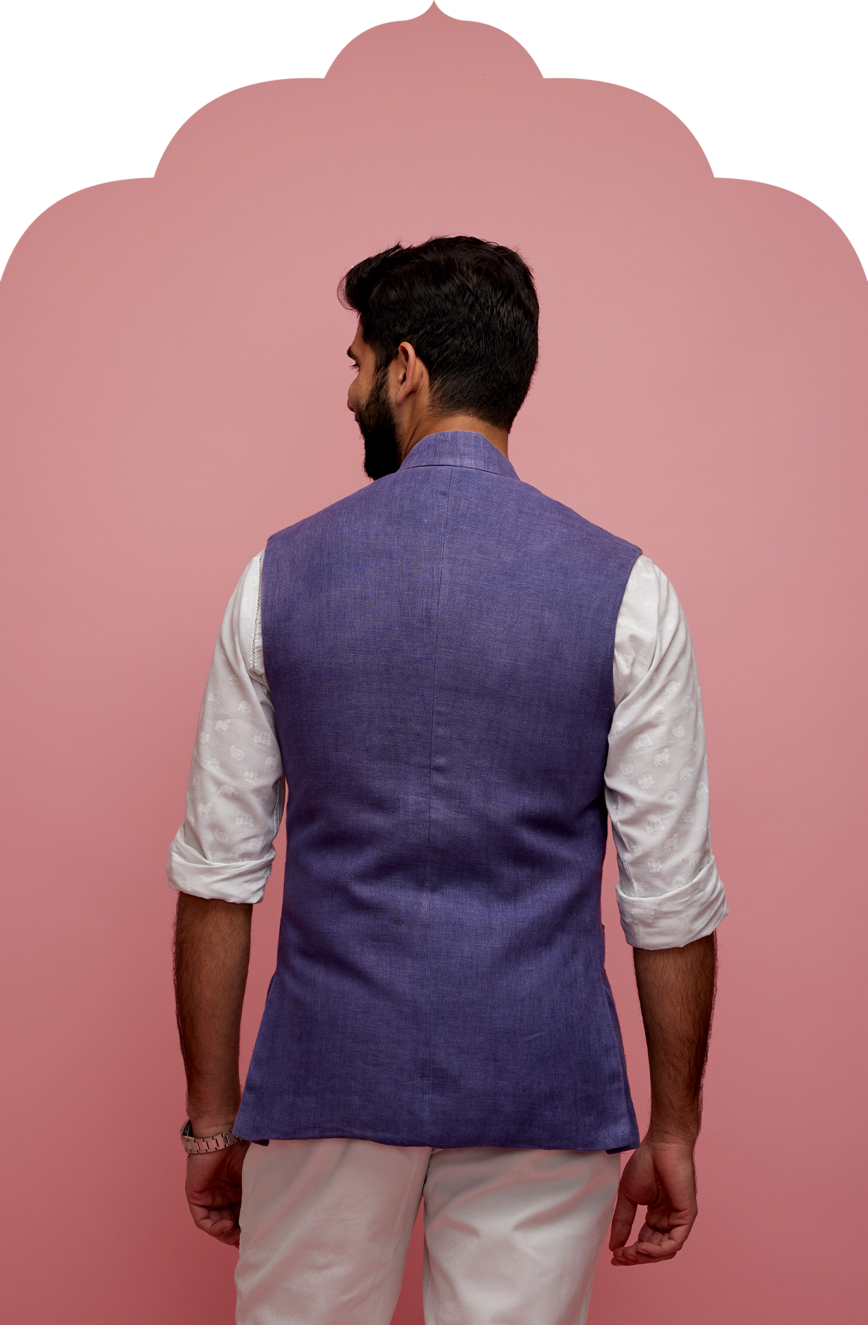 Men's Purple Linen Nehru Jacket