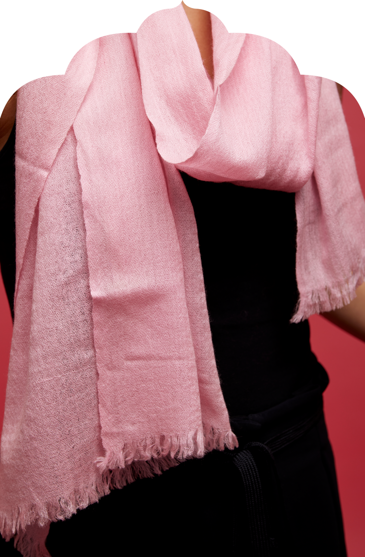 Blush Pink Fine Wool Scarf