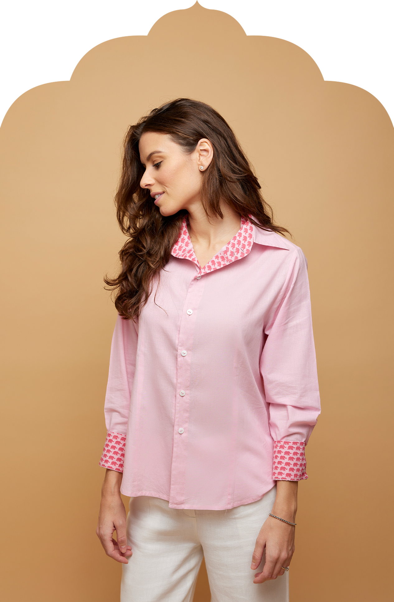 Women's Pink Cotton Shirt