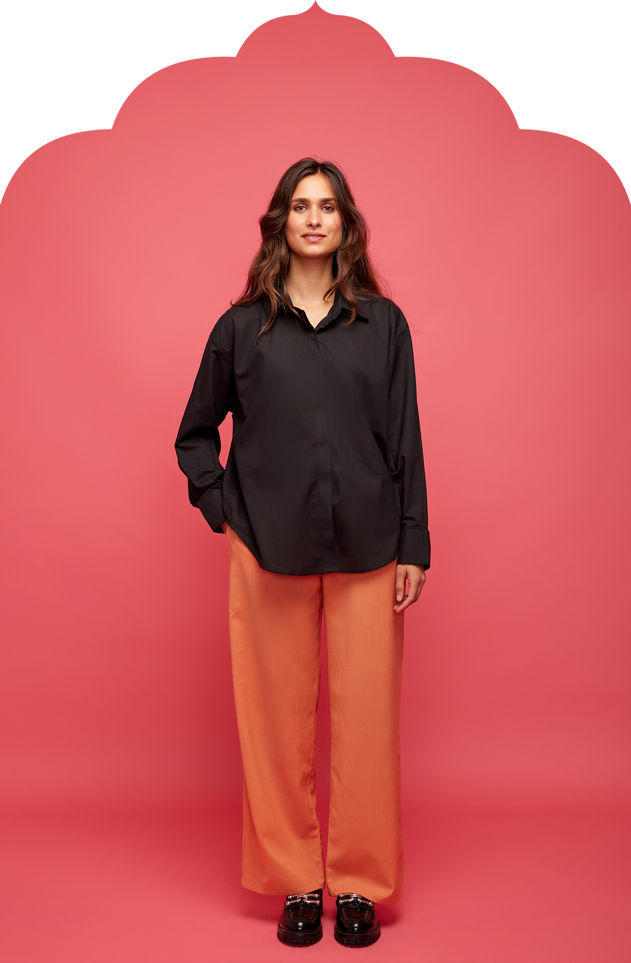 Women's Oversized Black Cotton Shirt