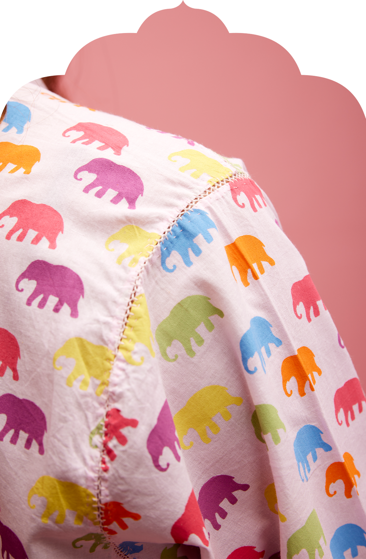 Women's Pink Shirt with Marching Elephant Print
