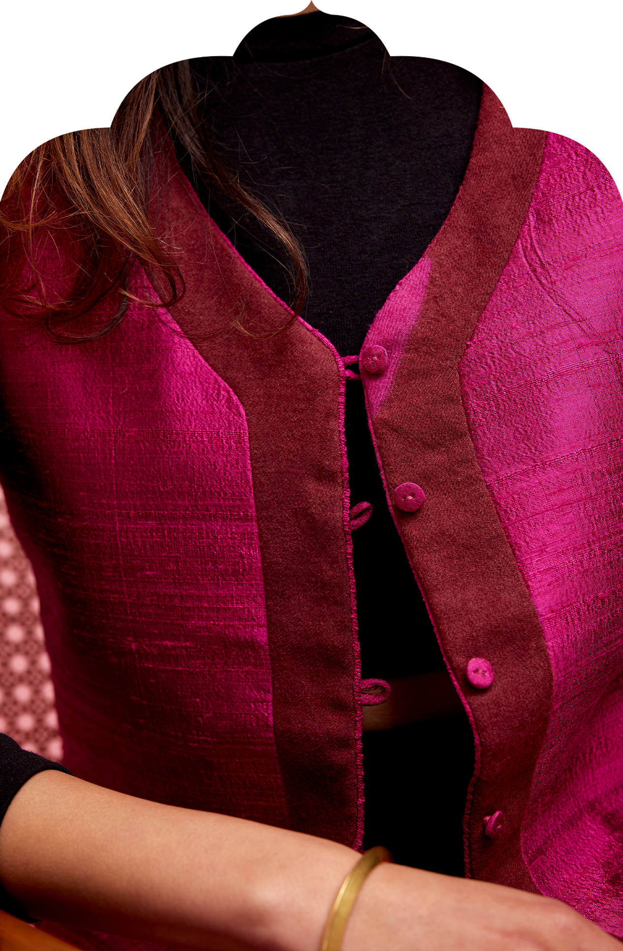 Women's Hot Pink Reversible Woolen Jacket