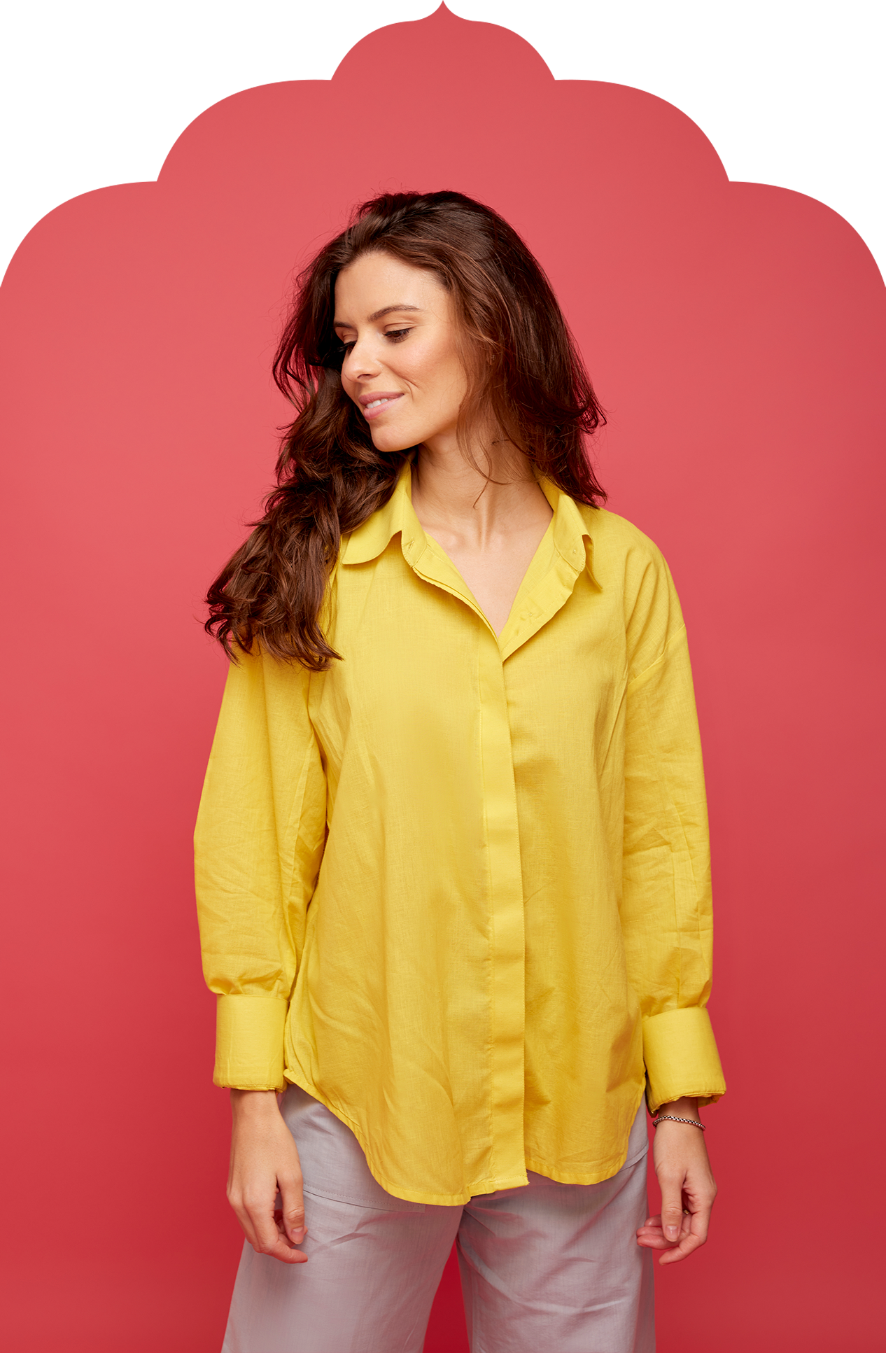 Women's Oversized Yellow Cotton Shirt