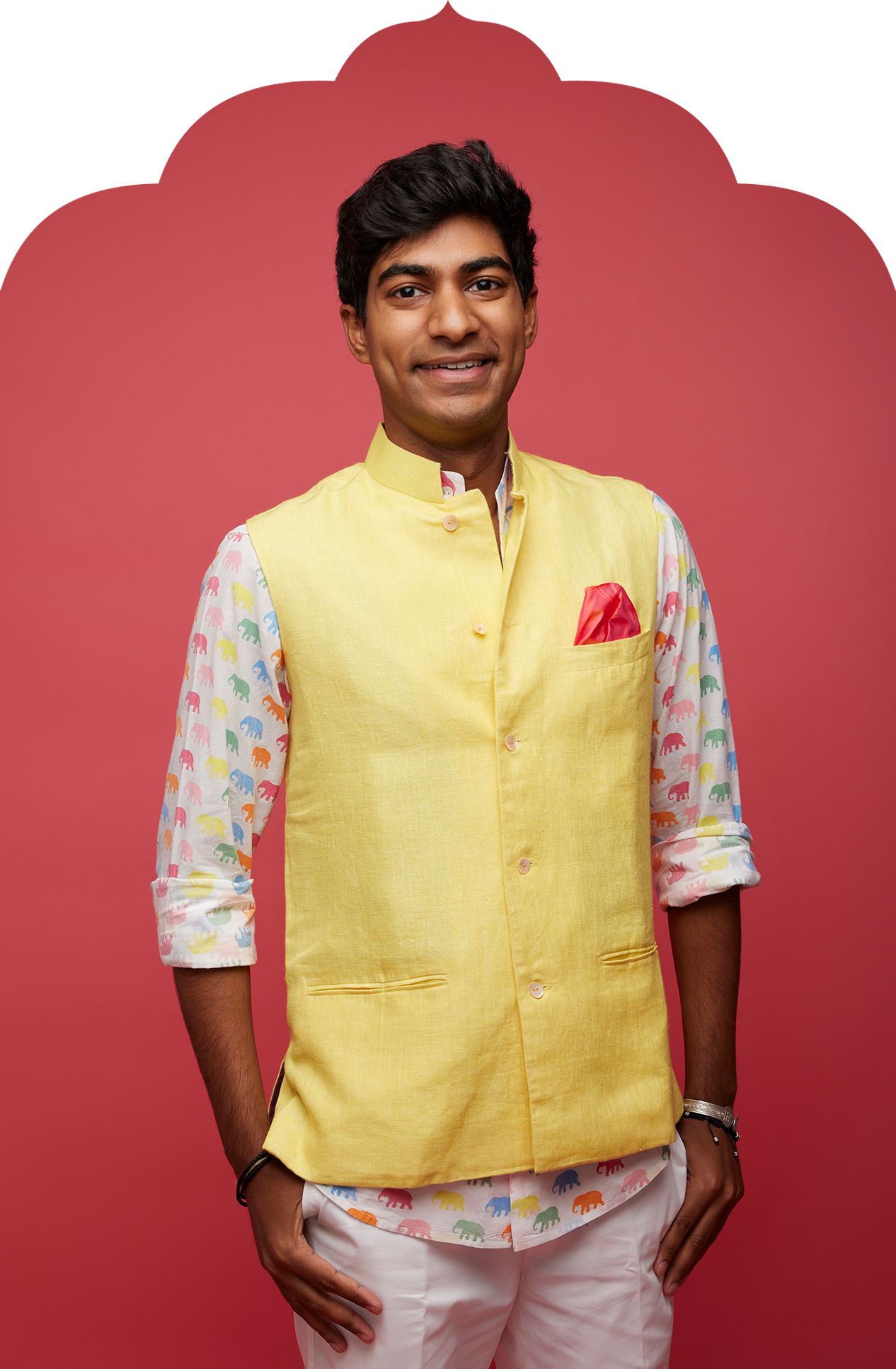 Men's Yellow Linen Nehru Jacket